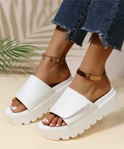 Brand new ❤️ RXFSP White Wide-Strap Platform Slide - 👩 Women ⌛ -RXFSP-shop zu106577147 alt 2 tm1654865830