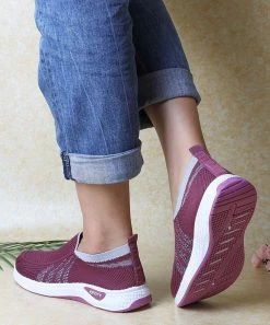 Wholesale 👍 RXFSP Wine Red & White Slip-On 👟 Sneaker - 👩 Women ✔️ -RXFSP-shop zu106731281 alt 3 tm1655407767