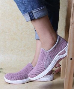 Top 10 👏 RXFSP Pink & White Slip-On 👟 Sneaker - 👩 Women 🧨 -RXFSP-shop zu106731409 alt 2 tm1655407767