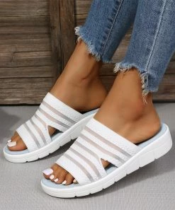 Discount ❤️ RXFSP White Stripe Slide - 👩 Women 😀 -RXFSP-shop zu107080621 alt 2 tm1656599388