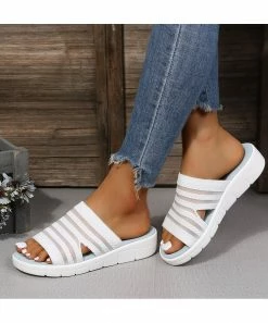 Discount ❤️ RXFSP White Stripe Slide - 👩 Women 😀 -RXFSP-shop zu107080621 alt 3 tm1656599388