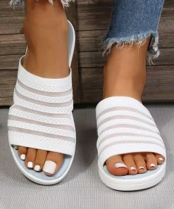 Discount ❤️ RXFSP White Stripe Slide - 👩 Women 😀 -RXFSP-shop zu107080621 alt 4 tm1656599388