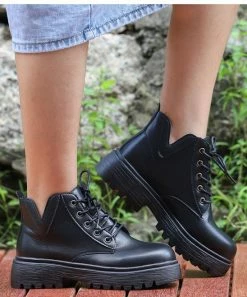 Discount 😍 RXFSP Black V-Accent Combat 🥾 Boots - 👩 Women ⭐ -RXFSP-shop zu107210839 alt 2 tm1657200679