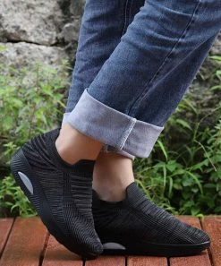 Top 10 👏 RXFSP Dark Gray Contrast Mesh Slip-On 👟 Sneaker - 👩 Women 😉 -RXFSP-shop zu107472666 alt 3 tm1658250111
