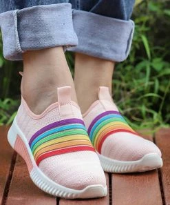 New 🎉 RXFSP Pink Rainbow Stripe Sock 👟 Sneaker - 👩 Women ❤️ -RXFSP-shop zu107472671 alt 2 tm1658427036