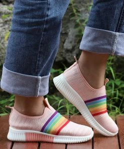 New 🎉 RXFSP Pink Rainbow Stripe Sock 👟 Sneaker - 👩 Women ❤️ -RXFSP-shop zu107472671 alt 3 tm1658427036