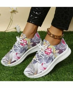 Top 10 💯 RXFSP Gray & Pink Floral 👟 Sneaker - 👩 Women 💯 -RXFSP-shop zu107878672 alt 3 tm1659379174