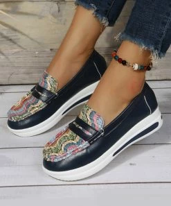 Best deal 👏 RXFSP Navy & Pink Snake Wedge Loafer - 👩 Women 💯 -RXFSP-shop zu107878690 alt 2 tm1659379174