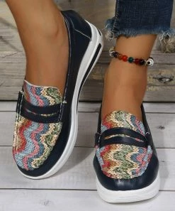 Best deal 👏 RXFSP Navy & Pink Snake Wedge Loafer - 👩 Women 💯 -RXFSP-shop zu107878690 alt 3 tm1659379174