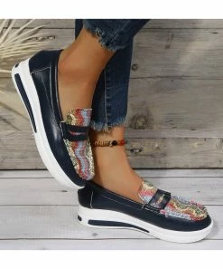 Best deal 👏 RXFSP Navy & Pink Snake Wedge Loafer - 👩 Women 💯 -RXFSP-shop zu107878690 alt 4 tm1659379174