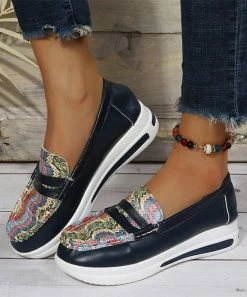 Best deal 👏 RXFSP Navy & Pink Snake Wedge Loafer - 👩 Women 💯