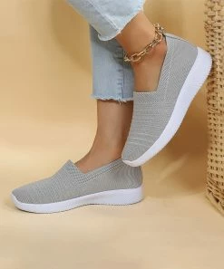 Flash Sale 🌟 RXFSP Gray & White Mesh Slip-On 👟 Sneaker - 👩 Women 🎁 -RXFSP-shop zu107878777 alt 2 tm1659389273