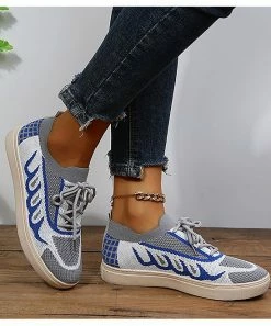 Best deal 🔥 RXFSP Blue Knit Lace-Up 👟 Sneaker - 👩 Women 😉 -RXFSP-shop zu107878880 alt 2 tm1659394409