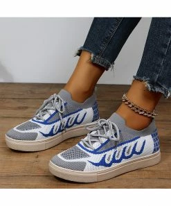 Best deal 🔥 RXFSP Blue Knit Lace-Up 👟 Sneaker - 👩 Women 😉 -RXFSP-shop zu107878880 alt 3 tm1659394409