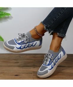 Best deal 🔥 RXFSP Blue Knit Lace-Up 👟 Sneaker - 👩 Women 😉 -RXFSP-shop zu107878880 alt 4 tm1659394409