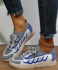 Best deal 🔥 RXFSP Blue Knit Lace-Up 👟 Sneaker - 👩 Women 😉