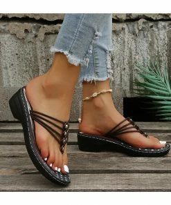 Outlet 🎉 RXFSP Brown Strappy Wedge 🩴 Sandal - 👩 Women 😀 -RXFSP-shop zu107884952 alt 3 tm1659379174