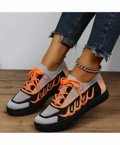 Flash Sale ✔️ RXFSP Orange Knit Lace-Up 👟 Sneaker - 👩 Women 😉 -RXFSP-shop zu107885020 alt 2 tm1659394409
