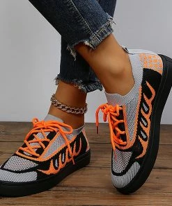 Flash Sale ✔️ RXFSP Orange Knit Lace-Up 👟 Sneaker - 👩 Women 😉 -RXFSP-shop zu107885020 alt 4 tm1659394409