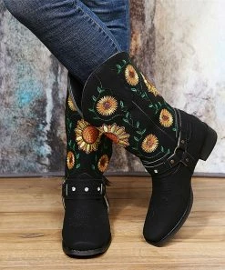 Promo ✔️ RXFSP Black & Yellow Floral Mid-Calf Boot - 👩 Women ✔️ 7 Promo ✔️ RXFSP Black & Yellow Floral Mid-Calf Boot - 👩 Women ✔️ -RXFSP-shop zu108196377 alt 2 tm1660330734
