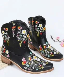Budget 😀 RXFSP Black & Light Blue Floral-Stitch Cowboy 🥾 Boots - 👩 Women ✨ -RXFSP-shop zu108196379 alt 4 tm1660760873