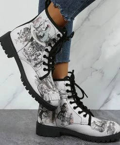 Top 10 ❤️ RXFSP White Alice In Wonderland Martin 🥾 Boots - 👩 Women 👍 -RXFSP-shop zu108196392 alt 4 tm1660331264