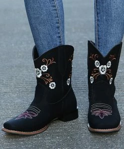 Outlet ✨ RXFSP Black & White Floral Martin Cowboy Boot - 👩 Women 🛒 -RXFSP-shop zu108196471 alt 2 tm1660776985