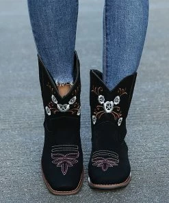 Outlet ✨ RXFSP Black & White Floral Martin Cowboy Boot - 👩 Women 🛒 -RXFSP-shop zu108196471 alt 3 tm1660776985