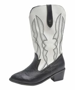 Flash Sale 🎁 RXFSP White & Black Abstract Cowboy 🥾 Boots - 👩 Women ✨ -RXFSP-shop zu108196475 alt 2 tm1660337914