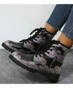Top 10 🥰 RXFSP Black Multicolor Dragonfly Martin Combat Boot - 👩 Women 🧨 -RXFSP-shop zu108203102 alt 2 tm1660776985