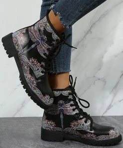 Top 10 🥰 RXFSP Black Multicolor Dragonfly Martin Combat Boot - 👩 Women 🧨 -RXFSP-shop zu108203102 alt 4 tm1660776985
