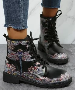 Top 10 ๐ฅฐ RXFSP Black Multicolor Dragonfly Martin Combat Boot - ๐ฉ Women ๐งจ