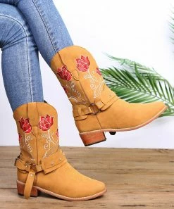 Top 10 🛒 RXFSP Brown & Red Rose Embroidered Cowboy Boot - 👩 Women 🎁 -RXFSP-shop zu108203115 alt 3 tm1660502841