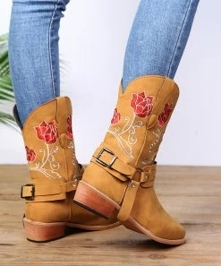 Top 10 🛒 RXFSP Brown & Red Rose Embroidered Cowboy Boot - 👩 Women 🎁 -RXFSP-shop zu108203115 alt 4 tm1660502841