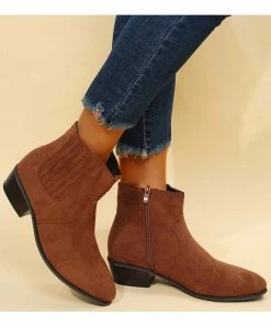 New 😀 RXFSP Brown Side-Zip Suede Bootie - 👩 Women 🎁 -RXFSP-shop zu108306152 alt 2 tm1660760873