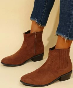 New 😀 RXFSP Brown Side-Zip Suede Bootie - 👩 Women 🎁 -RXFSP-shop zu108306152 alt 3 tm1660760873