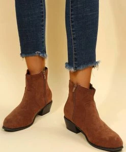 New 😀 RXFSP Brown Side-Zip Suede Bootie - 👩 Women 🎁 -RXFSP-shop zu108306152 alt 4 tm1660760873