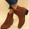 New 😀 RXFSP Brown Side-Zip Suede Bootie - 👩 Women 🎁