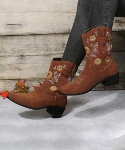 Cheap 🔔 RXFSP Brown & White Floral Western Boot - 👩 Women ⌛ -RXFSP-shop zu108510968 alt 4 tm1661791304