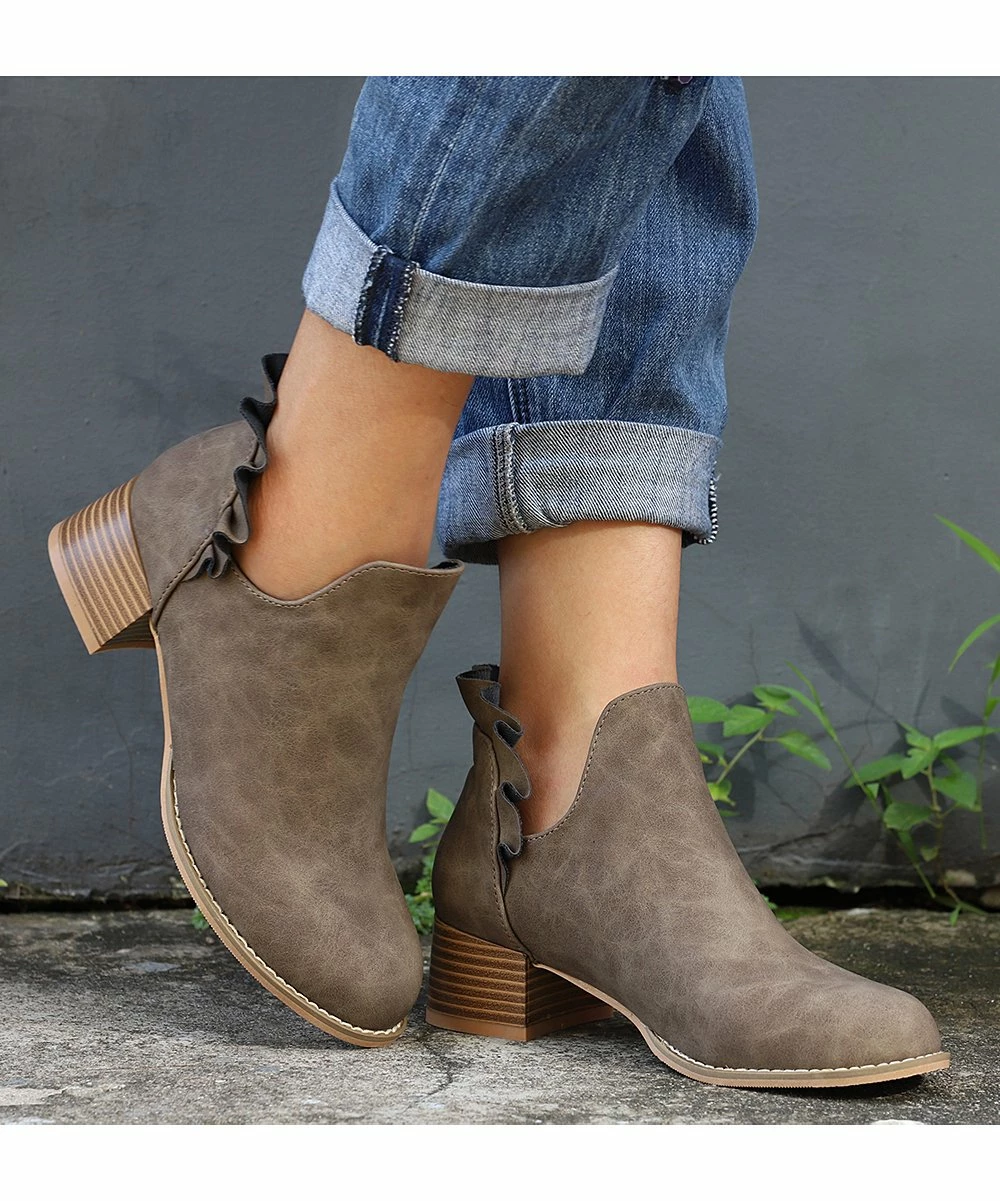 Discount ๐ RXFSP Gray Lettuce-Trim Ankle Boot - ๐ฉ Women ๐งจ 5 Discount ๐ RXFSP Gray Lettuce-Trim Ankle Boot - ๐ฉ Women ๐งจ - Image 3