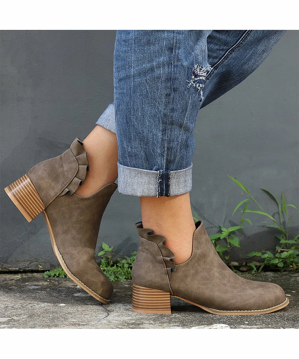 Discount ๐ RXFSP Gray Lettuce-Trim Ankle Boot - ๐ฉ Women ๐งจ 6 Discount ๐ RXFSP Gray Lettuce-Trim Ankle Boot - ๐ฉ Women ๐งจ - Image 4