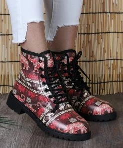 Best Pirce 💯 RXFSP Red & Black Elephant Combat Boot - 👩 Women 🎉 -RXFSP-shop zu108760094 alt 2 tm1662580776