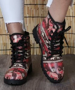 Best Pirce 💯 RXFSP Red & Black Elephant Combat Boot - 👩 Women 🎉 -RXFSP-shop zu108760094 alt 3 tm1662580776