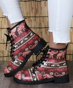 Best Pirce 💯 RXFSP Red & Black Elephant Combat Boot - 👩 Women 🎉