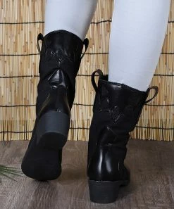 New 🧨 RXFSP Black Slip-On Mid-Rise Cowboy Boot - 👩 Women 🔥 -RXFSP-shop zu108766214 alt 4 tm1662501293