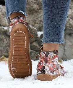 Best Sale 🎁 RXFSP Brown & White Santa Sleigh Ankle Boot - 👩 Women 🤩 -RXFSP-shop zu108861592 alt 4 tm1666906467