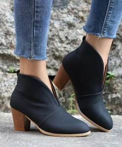 Promo ⌛ RXFSP Black V-Cut Bootie - 👩 Women 🔔