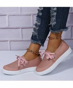 Best deal ❤️ RXFSP Pink Perforated Lace-Up 👟 Sneaker - 👩 Women 😍 -RXFSP-shop zu109134757 alt 2 tm1663783764