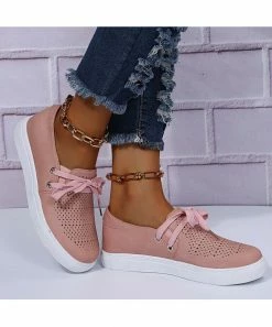 Best deal ❤️ RXFSP Pink Perforated Lace-Up 👟 Sneaker - 👩 Women 😍 -RXFSP-shop zu109134757 alt 3 tm1663783764