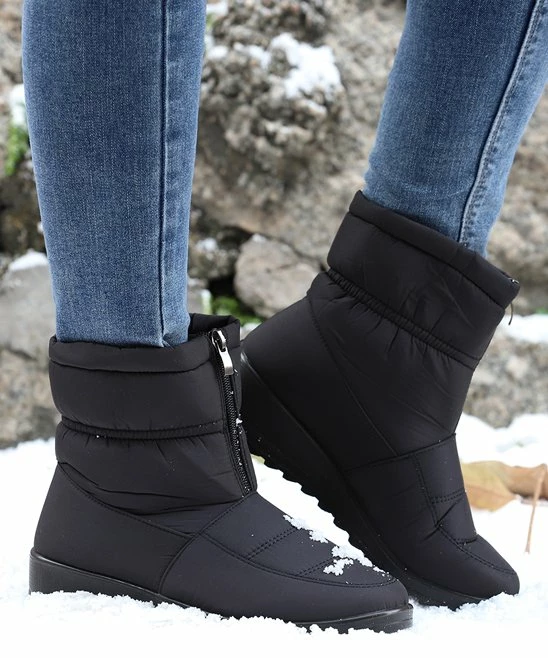 Hot Sale ๐ RXFSP Black Front-Zip Waterproof Snow Boot - ๐ฉ Women โจ 3 Hot Sale ๐ RXFSP Black Front-Zip Waterproof Snow Boot - ๐ฉ Women โจ